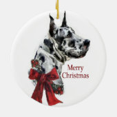 Harlequin Great Dane-Ornament voor kerstcadeaus Keramisch Ornament (Achterkant)