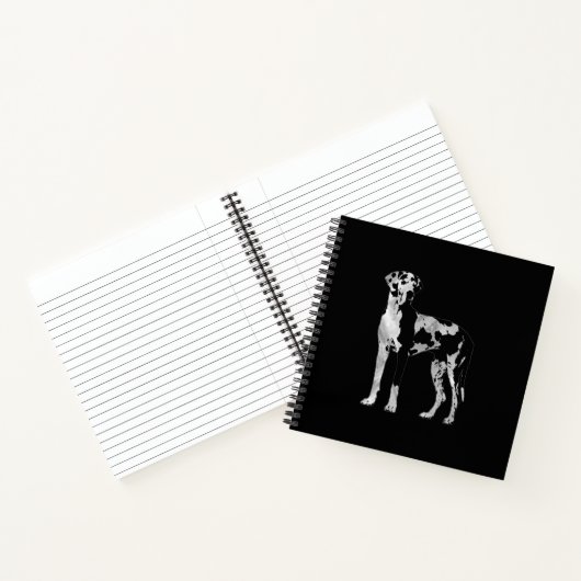 Harlequin Great Dane-pearl en Silver Notitieboek (Binnen)