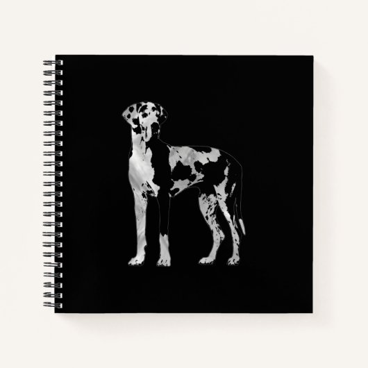Harlequin Great Dane-pearl en Silver Notitieboek (Voorkant)