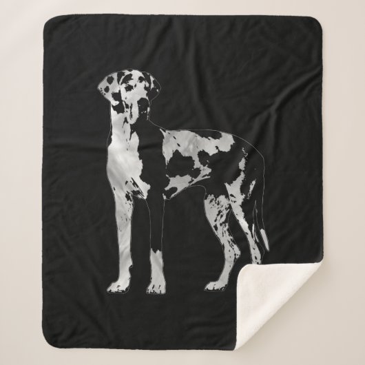 Harlequin Great Dane-pearl en Silver Sherpa Deken (Voorkant)