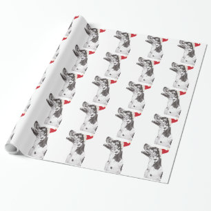 Harlequin Great Dane Santa Hat Wrapping Paper Cadeaupapier