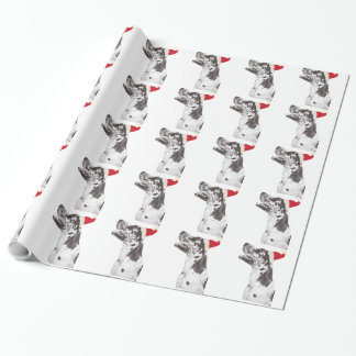 Harlequin Great Dane Santa Hat Wrapping Paper Cadeaupapier