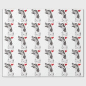 Harlequin Great Dane Santa Hat Wrapping Paper Cadeaupapier (Vlak)