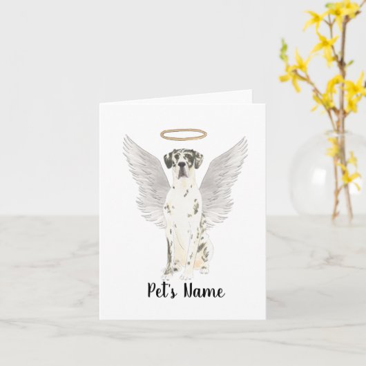 Harlequin Great Dane Sympathy Memorial Kaart (Gele Bloem)