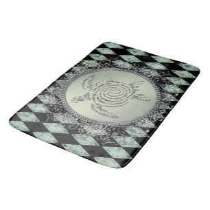 Harlequin Green en Silver Glitter Zee Schildpad Badmat