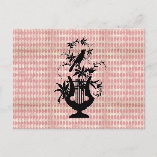 Harlequin Harp Bird Silhouette Briefkaart (Voorkant)