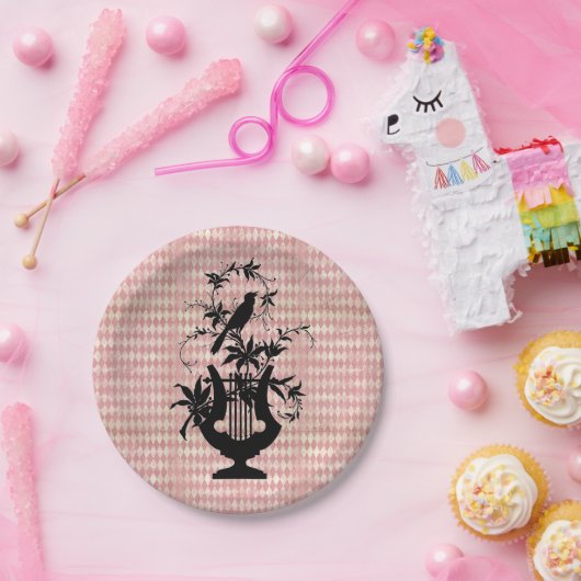 Harlequin Harp Bird Silhouette Paper Borden Papieren Bordje (Feest)