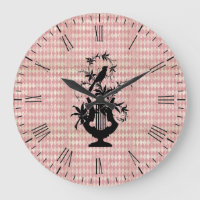 Harlequin Harp Bird Silhouette Wall klok