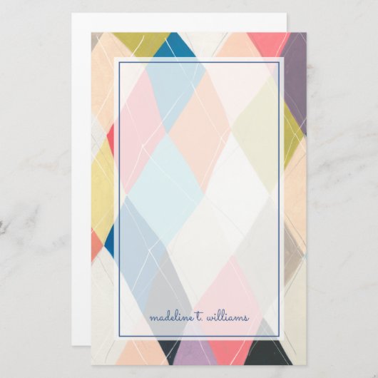 Harlequin Hopscotch - Argyle Pattern Briefpapier (Voorkant / Achterkant)