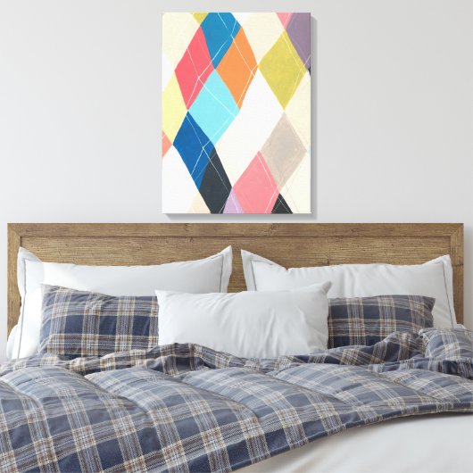 Harlequin Hopscotch - Argyle Pattern Canvas Afdruk (Insitu (Slaapkamer))