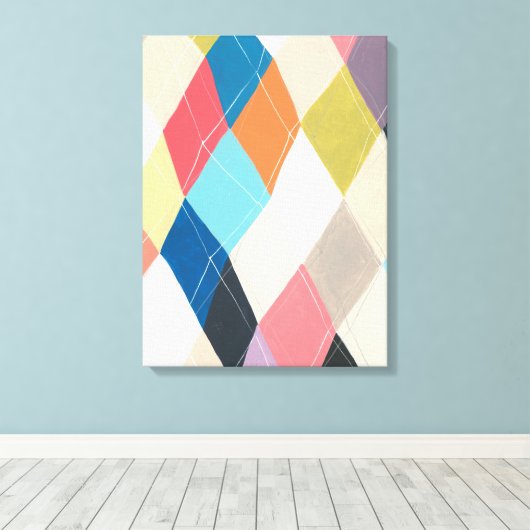 Harlequin Hopscotch - Argyle Pattern Canvas Afdruk (Insitu (Houten vloer))