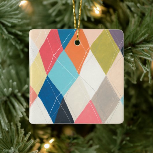 Harlequin Hopscotch - Argyle Pattern Keramisch Ornament (Boom)