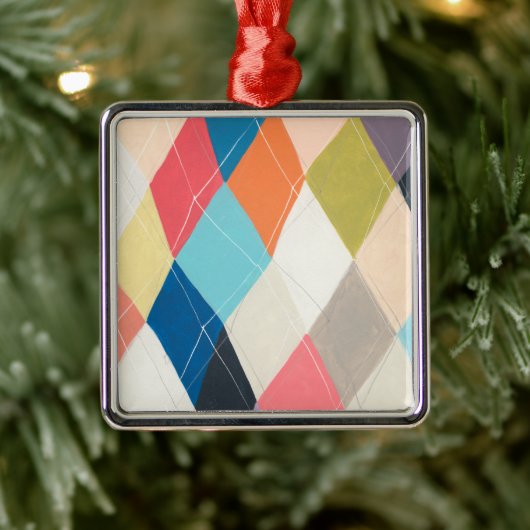 Harlequin Hopscotch - Argyle Pattern Metalen Ornament (Boom)