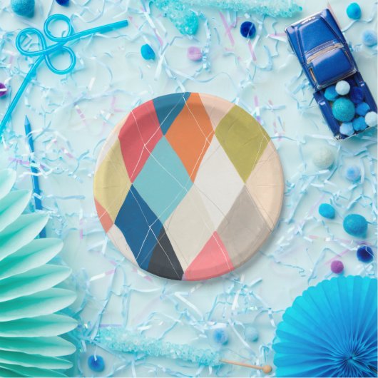 Harlequin Hopscotch - Argyle Pattern Papieren Bordje (Feest)