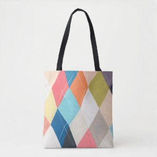 Harlequin Hopscotch - Argyle Pattern Tote Bag