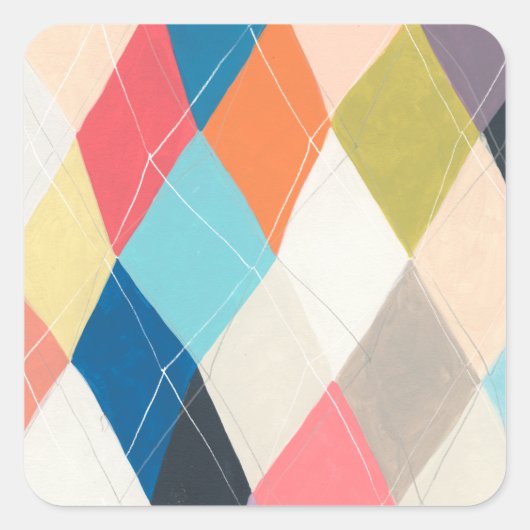 Harlequin Hopscotch - Argyle Pattern Vierkante Sticker (Voorkant)