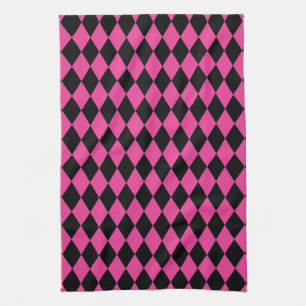 Harlequin Hot Pink en Black Theedoek
