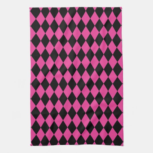 Harlequin Hot Pink en Black Theedoek (Verticaal)