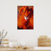 Harlequin in het Sinaasappel bij het carnaval van  Poster (Keuken)