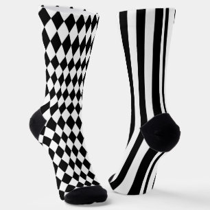 Harlequin Jester Diamonds and Stripes Patterned Sokken