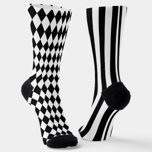 Harlequin Jester Diamonds and Stripes Patterned Sokken (Gebogen)