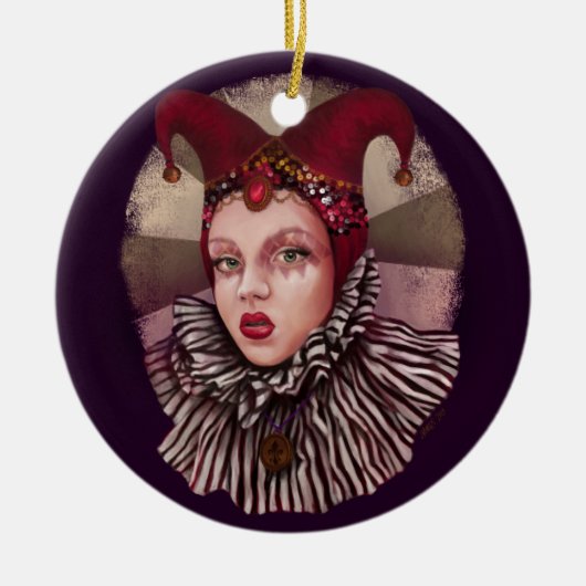 Harlequin Jester  Keramisch Ornament (Voorkant)