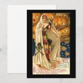 Harlequin Lady Flat Halloween Card Bedankkaart (Voorkant / Achterkant)