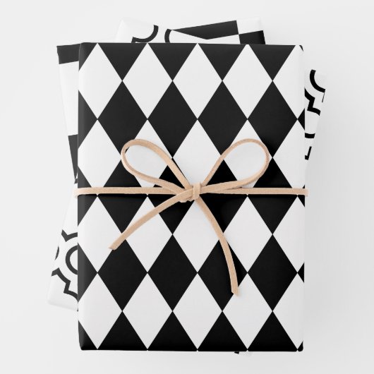 Harlequin Marokkaanse Checker DIY Kleuren Wit Zwar Inpakpapier Vel (In situ)