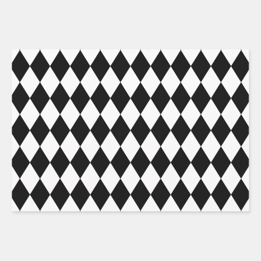 Harlequin Marokkaanse Checker DIY Kleuren Wit Zwar Inpakpapier Vel (Voorkant)