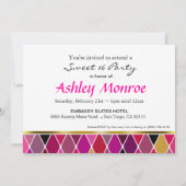 Harlequin Masquerade Sweet Sixteen Party (fuschia) Kaart (Achterkant)