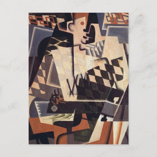 Harlequin met gitaar, 1917 briefkaart (Voorkant)