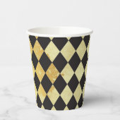 Harlequin, , met nood en zwart papieren bekers (Links)