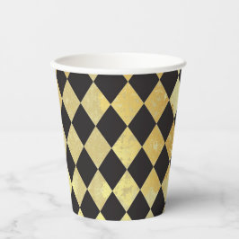 Harlequin, , met nood en zwart papieren bekers