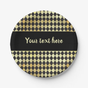 Harlequin, , met nood en zwart papieren bordje