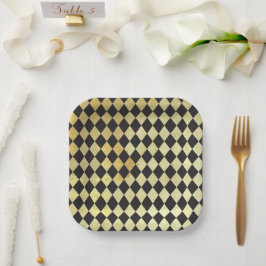Harlequin, , met nood en zwart papieren bordje