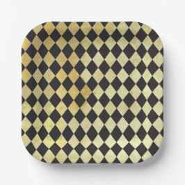 Harlequin, , met nood en zwart papieren bordje