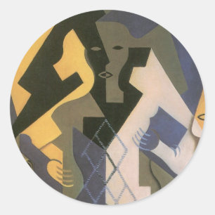 Harlequin op een tafel van Juan Gris, Cubisme Ronde Sticker