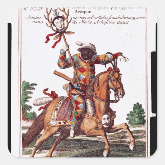 Harlequin op Horseback Vierkante Sticker (Voorkant)