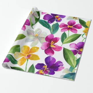 Harlequin Orchid Multicolor Purple Yellow Floral Cadeaupapier