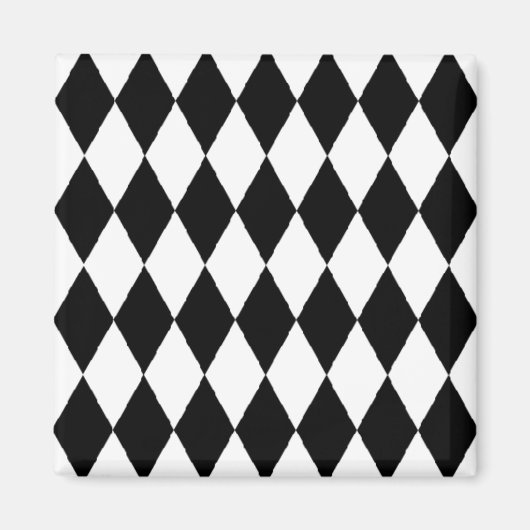 Harlequin patroon, elegant zwart-wit ontwerp magneet (Voorkant)