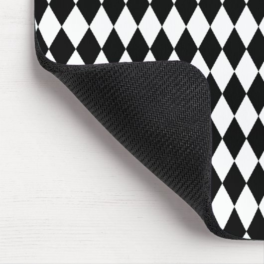 Harlequin patroon, elegant zwart-wit ontwerp muismat (Hoek)