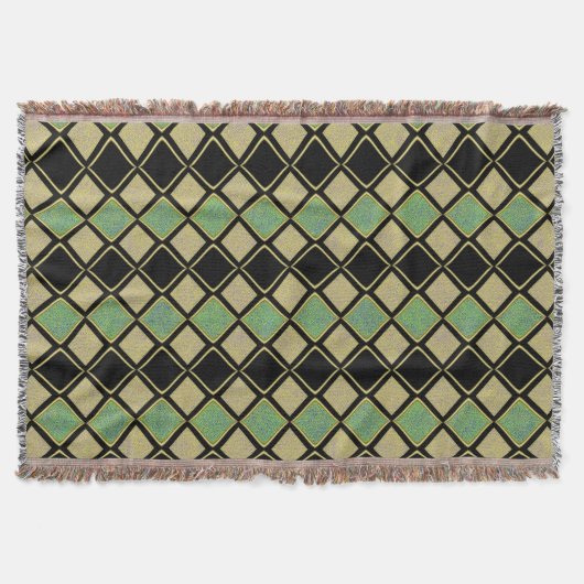 Harlequin Pattern in Gold, Green, and Black  Deken (Voorkant)