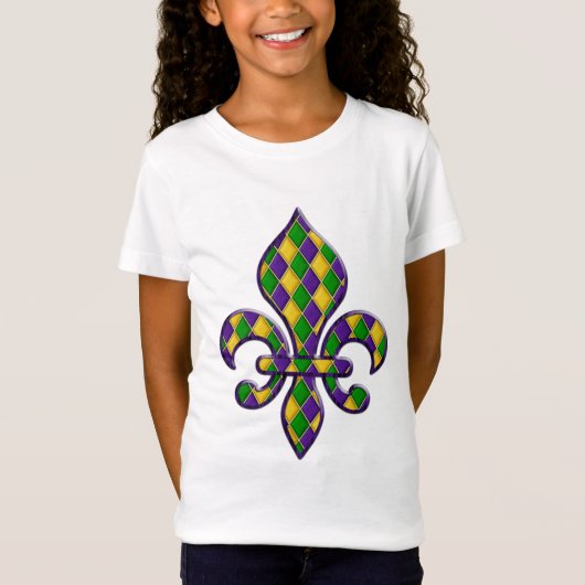Harlequin Pattern Mardi Gras Fleur Design 1 T-shirt (Voorkant)