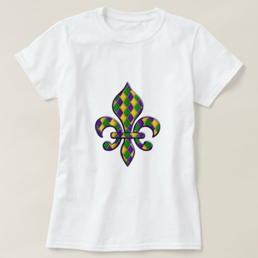 Harlequin Pattern Mardi Gras Fleur Design 1 T-shirt (Design voorkant)