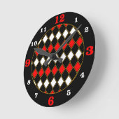 Harlequin Pattern met rood/goudgehalte Ronde Klok (Hoek)