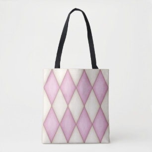 Harlequin Pattern voor roze en Cream Diamond Tote Bag