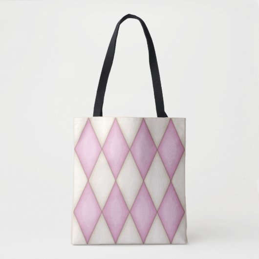 Harlequin Pattern voor roze en Cream Diamond Tote Bag (Voorkant)
