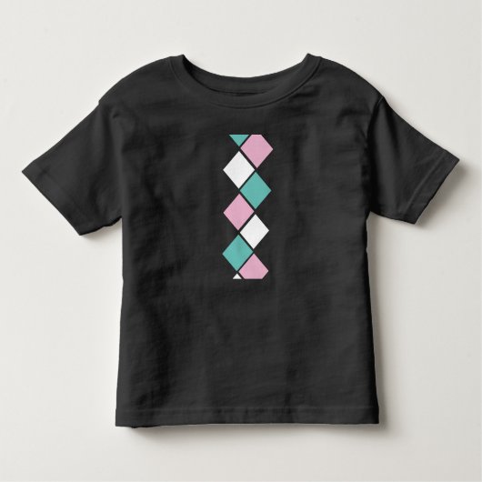 Harlequin Peuter T-Shirt (Zwart, Aqua & Roze) (Voorkant)