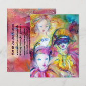 HARLEQUIN, PIERO EN COLOMBINA Carnavalsmaskers Kaart (Voorkant / Achterkant)