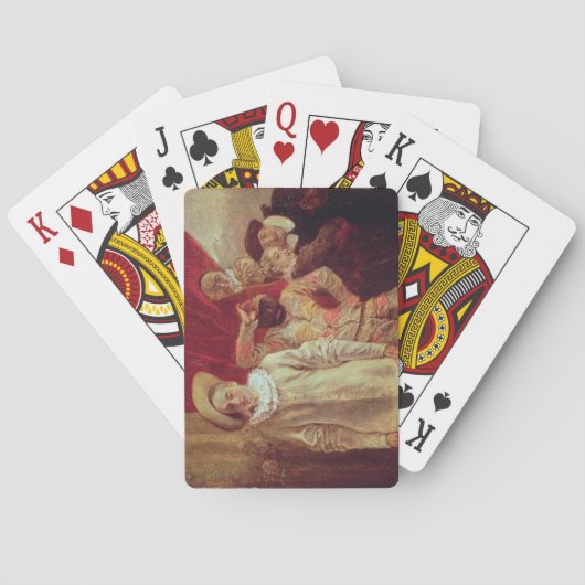 Harlequin, Pierrot en Scapin, Actoren van de Com Speelkaarten (Achterkant)